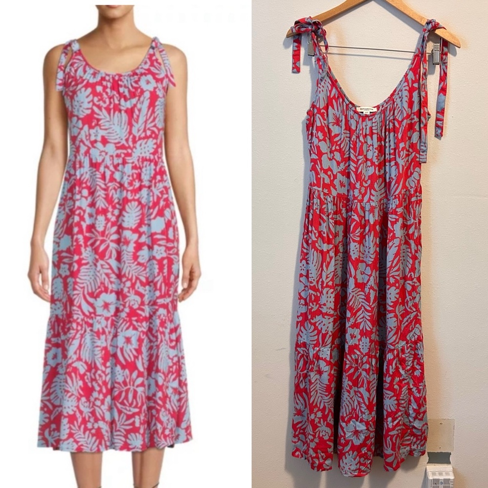 beachlunchlounge Purple and Red Sleeveless Midi Length Lightweight Sundress